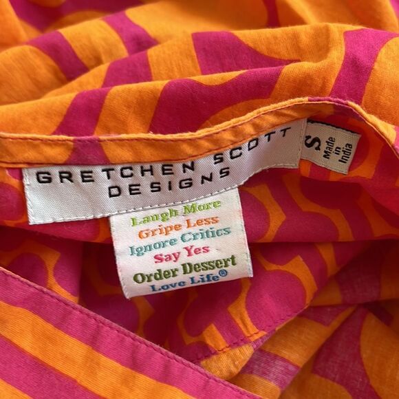 Gretchen Scott Orange Pink Cotton Tunic S - Picture 4 of 5